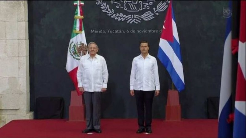 EPN recibe a Raúl Castro en Mérida, Yucatán