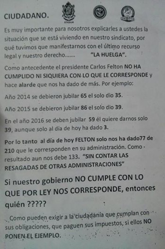 Inminente estallamiento de huelga del STASAM.