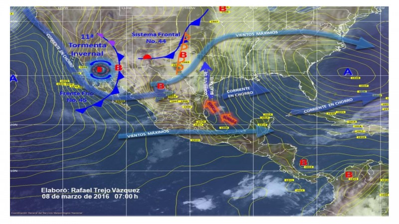 Prevén nevadas en los estados del noroeste norte y occidente de México