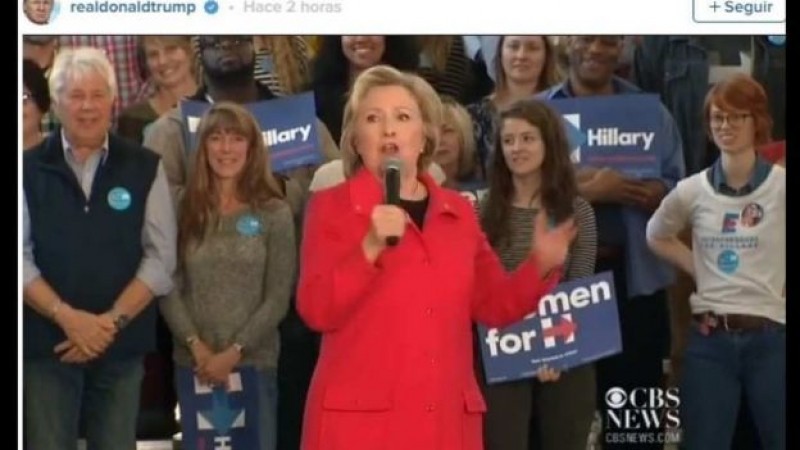 Trump publica anuncio con imagen de Hillary Clinton ladrando