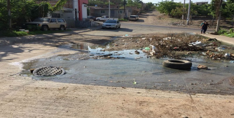 Fuerte fuga de drenaje en la colonia Independencia