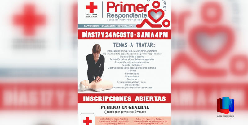Invita Cruz Roja a relevante curso en Cajeme