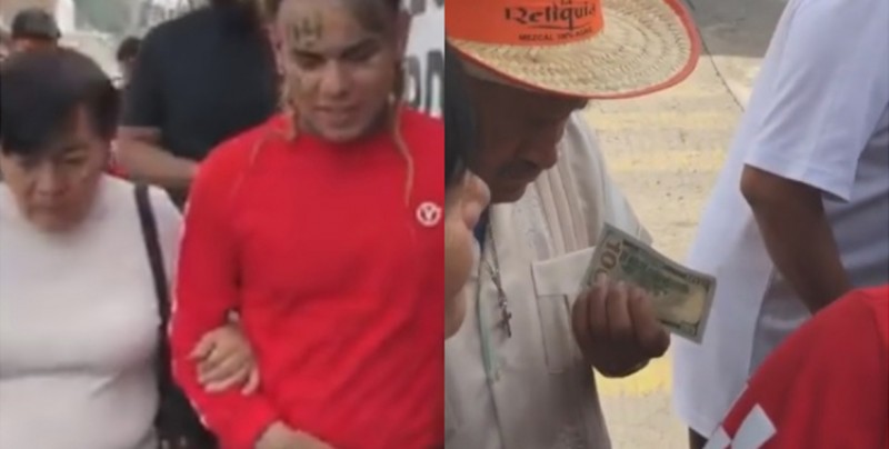 Famoso rapero '6ix9ine' regala dólares en un municipio de Puebla
