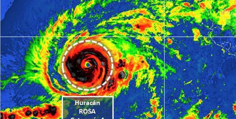 Rosa llega a huracán categoría 4 y deja lluvias en noroeste de México