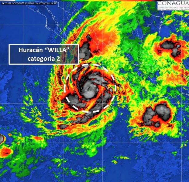 Se intensifica huracán “Willa” a categoría II