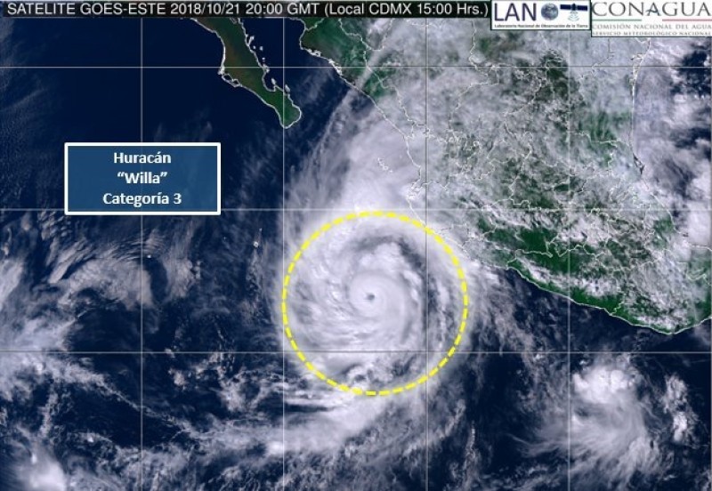 Huracán “Willa” alcanza categoría III en pocas horas