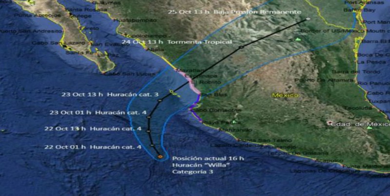 "Willa" provoca lluvias en Colima y Jalisco; podría tocar tierra en Nayarit