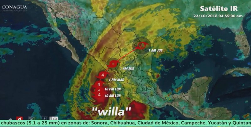 CONAGUA advierte sobre alta peligrosidad del huracán Willa en costas de Sinaloa y Nayarit