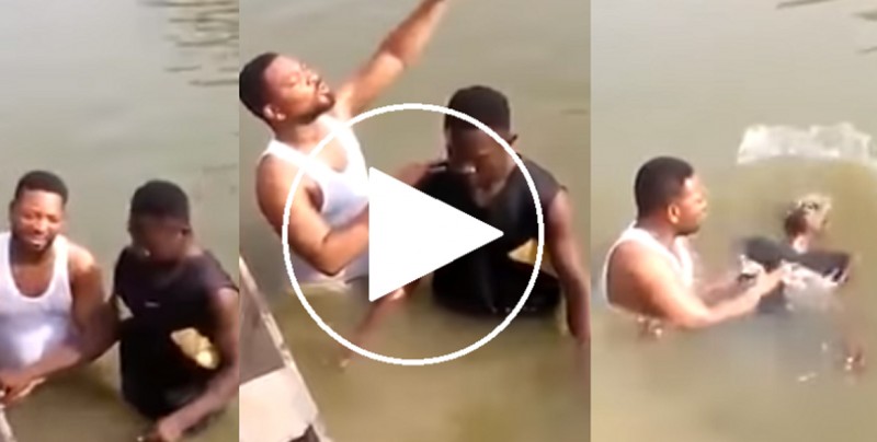 #Video Joven muere ahogado mientras lo bautizan en un río