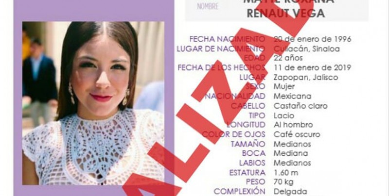 Localizan a la sinaloense Mayte Renaut Vega desaparecida en Jalisco