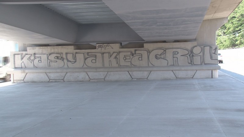 Graffiteado el recién inaugurado puente del bulevar Rolando Arjona