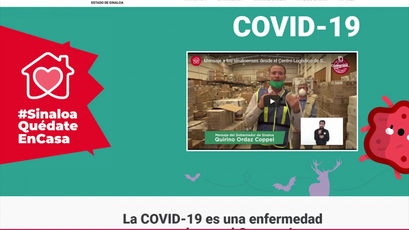 Destacan micrositio de Sinaloa para informar por COVID 19
