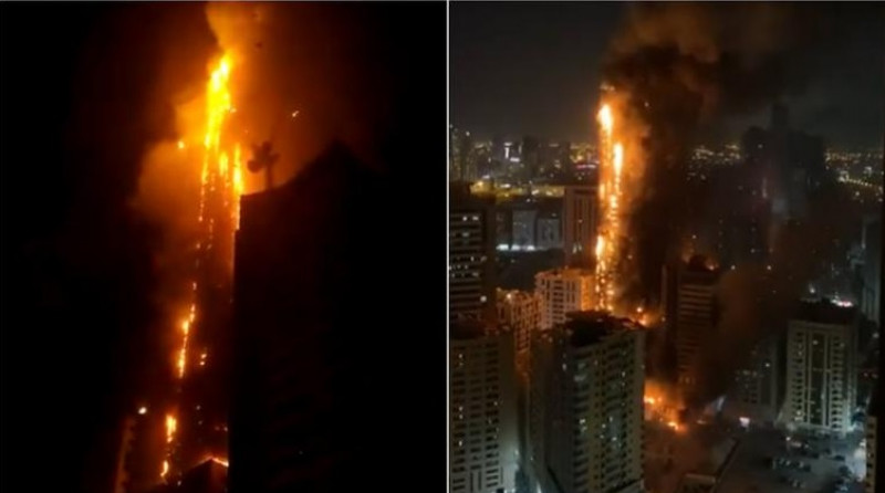 Video: rascacielos de 48 pisos se incendia en Emiratos Árabes Unidos