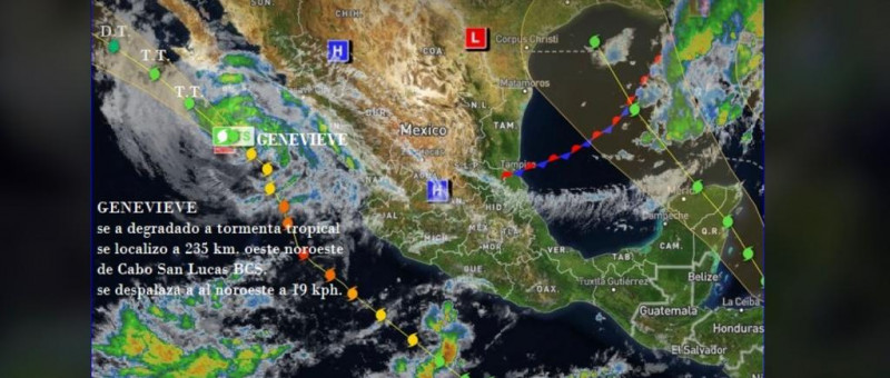 "Genevieve", se degradó a tormenta tropical: Meteorológico