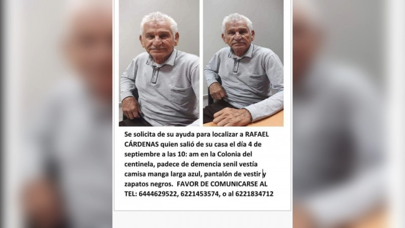 Piden apoyo para encontrar Rafael Cardenas