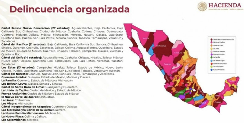 Así es el mapa de presencia del narcotráfico en México: Unidad Inteligencia Financiera