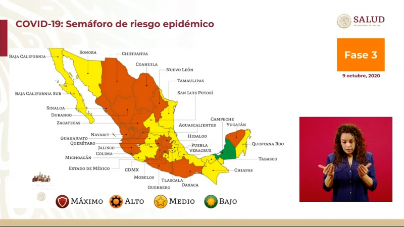 Sinaloa regresa a naranja, Sonora se queda en amarillo quince días más