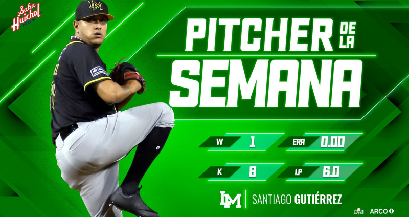 Santiago Gutierrez reconocido como pitcher de la semana
