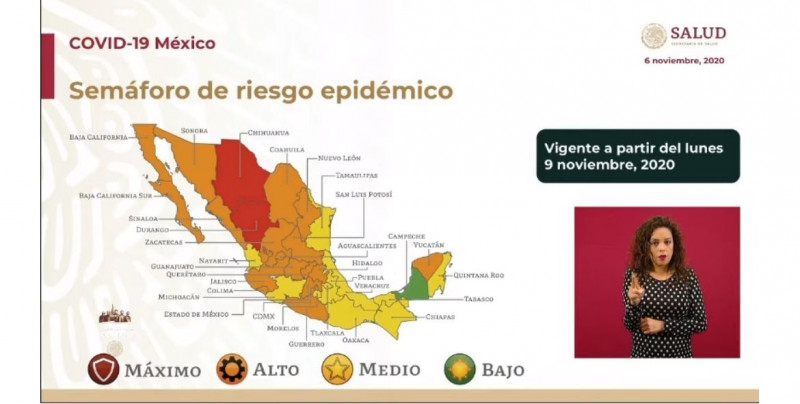 Sonora y Sinaloa regresan una vez más a color naranja en el Semáforo de Riesgo Nacional de Covid-19