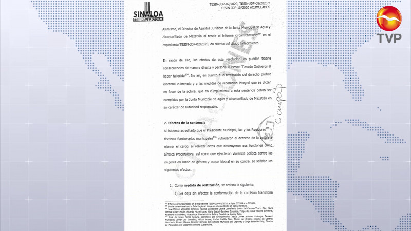 Se hace formal la sentencia del TEESIN en Mazatlán