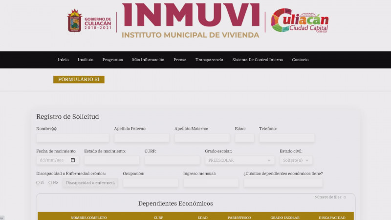 Por sistema en línea se realizarán las solicitudes de vivienda