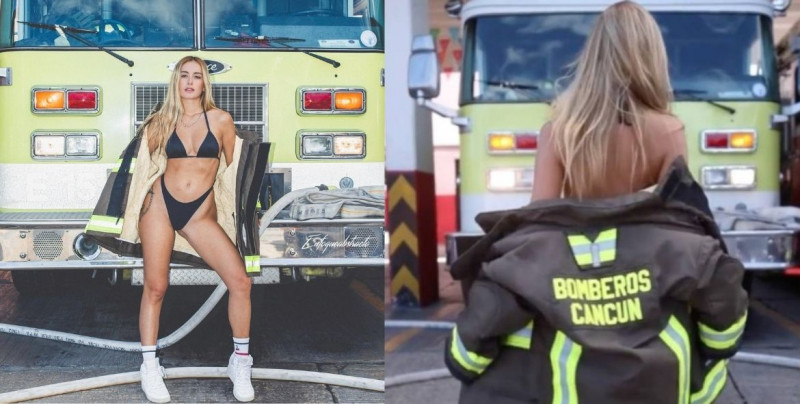 Despiden al director de bomberos en Cancún porque modelo Playboy posó en sus instalaciones