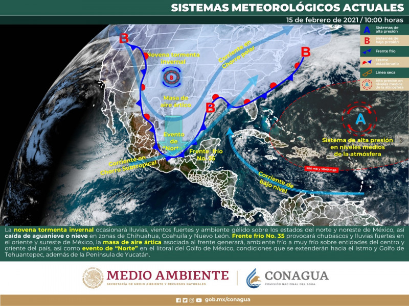 Pronostica SML de la CONAGUA, descenso en la temperatura para este martes y miércoles