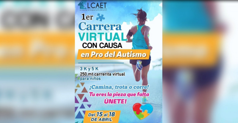 Invitan a carrera virtual para conmemorar el Día del Autismo