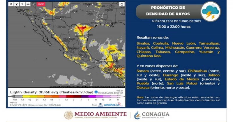 Pronostican lluvias y tormentas eléctricas para Sinaloa y Sonora la tarde-noche de este miércoles