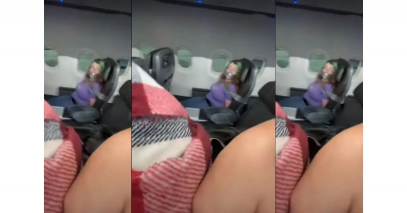 Amarran a pasajera que intentó abrir puerta de avión en pleno vuelo (video viral)
