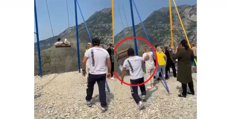 Falla el columpio y mujeres caen de barranco ruso de casi 2 km de altura (video)