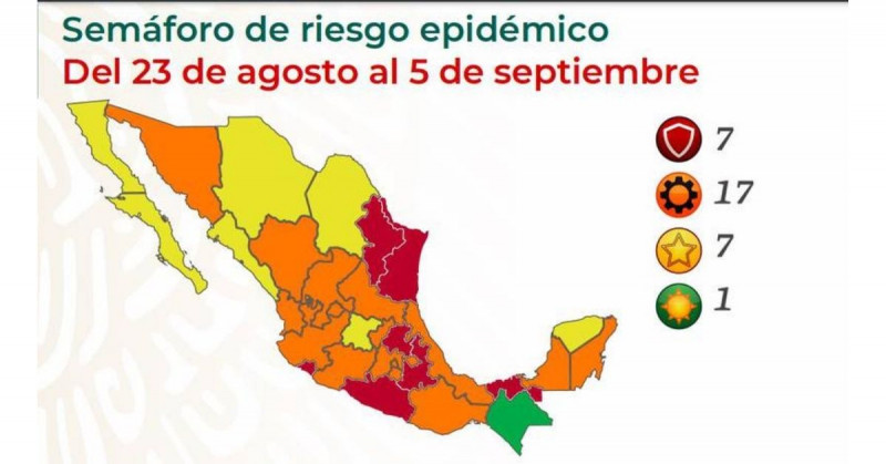 Sinaloa baja a amarillo y Sonora queda en naranja en la actualización del Semáforo de Riesgo Nacional