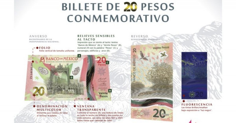 Este es el nuevo billete de 20 pesos por el Bicentenario de la Independencia