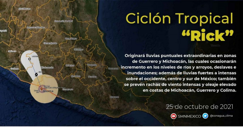 "Rick" tocó tierra en Guerrero como huracán categoría 2