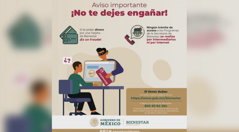 Alerta la Secretaría del Bienestar por fraudes