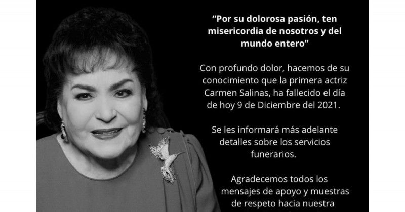 Muere Carmen Salinas a los 82 años