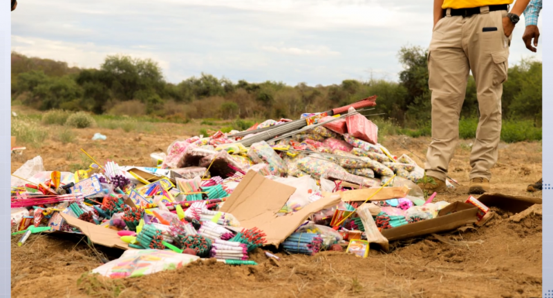 Quema gobierno de El Fuerte más de 300 kilogramos de pirotécnica decomisada