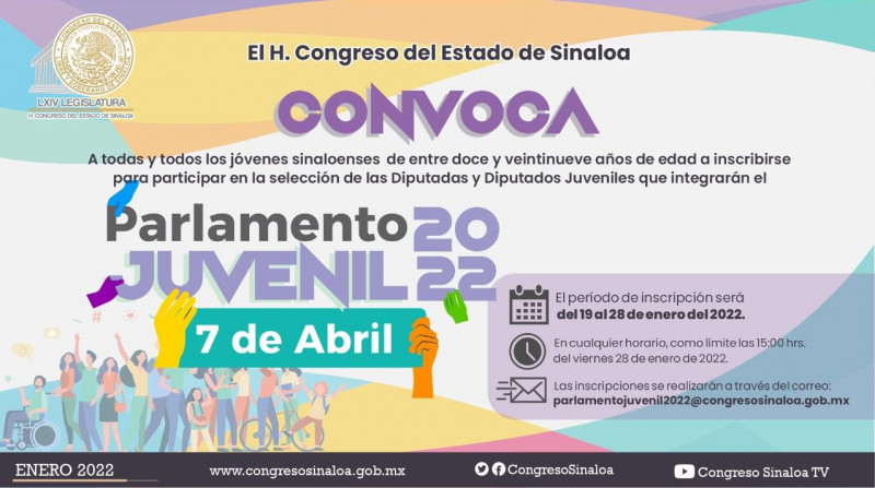 ¿Eres jóven y te interesa la política? Participa en el primer Parlamento Juvenil de Sinaloa