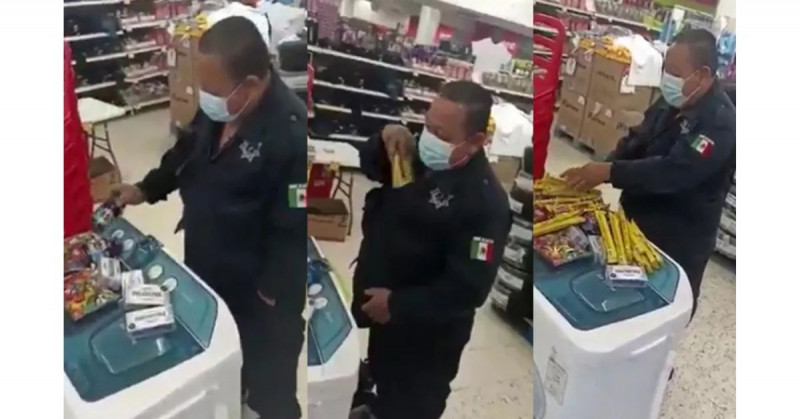 Despiden a policía que robó dulces y jugos de supermercado (video viral)