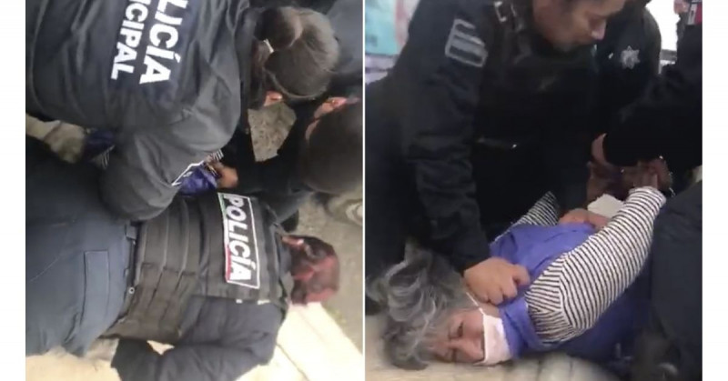Indigna arresto con exceso de fuerza a anciana de Pachuca (video)