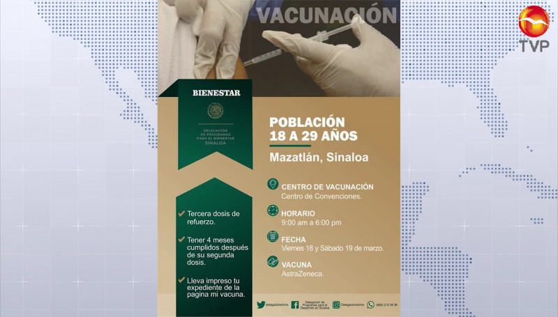 Retoman viernes y sábado vacunación contra Covid-19 en Mazatlán