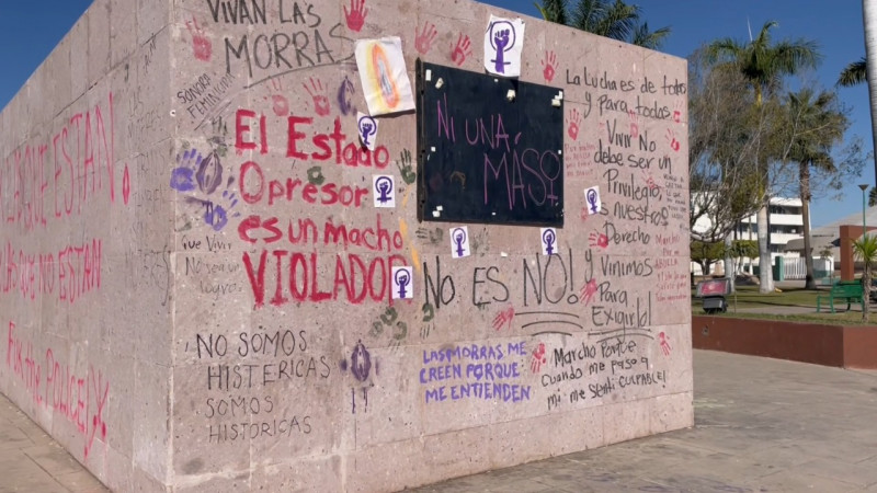 Mantendrá el municipio de Cajeme reclamos de feministas en paredes y banquetas