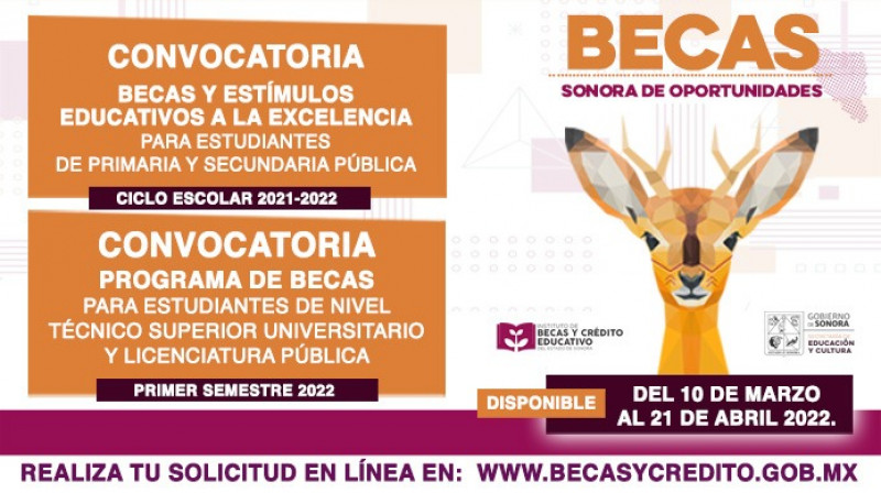 Cierra hoy jueves la convocatoria de becas "Sonora de Oportunidades 2022”.