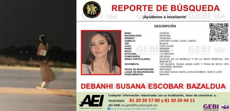 Se activa reporte de búsqueda de Debanhi en Sonora.