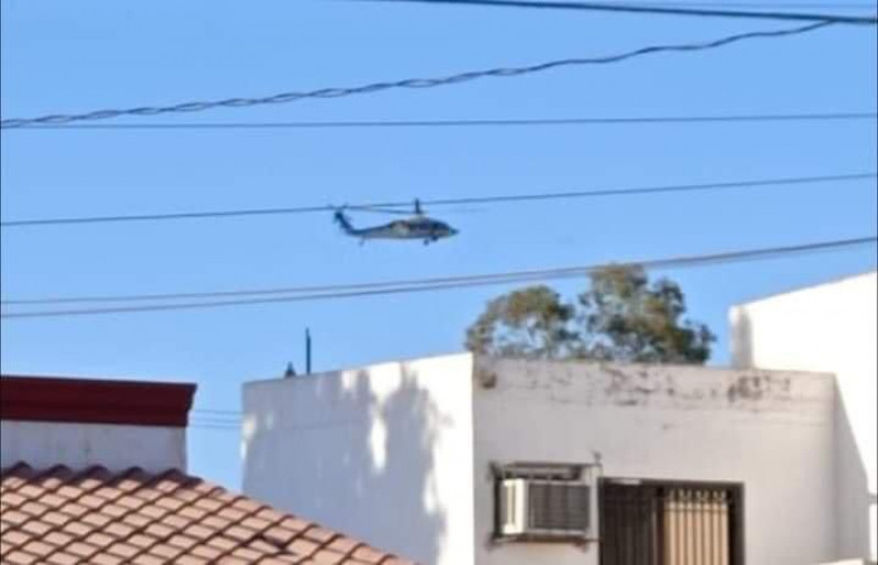 Sobrevuela helicoptero de la guardia nacional en Ciudad Obregón, mantiene operativos para auyentar a delincuentas