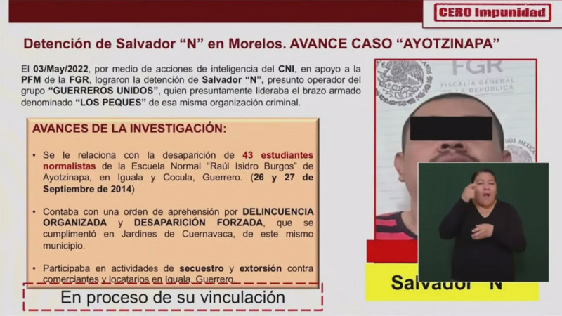 Detienen a un hombre implicado en el caso Ayotzinapa