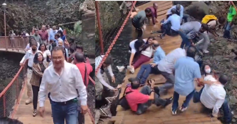 Alcalde y funcionarios se desploman en reinauguración de puente en Cuernavaca (video)