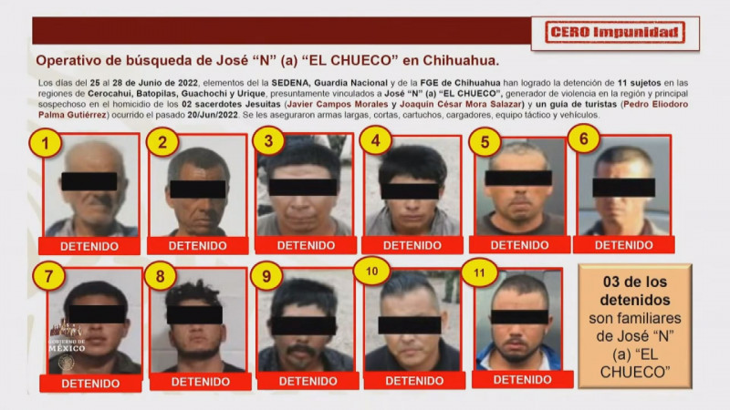 11personas detenidas por asesinato de  sacerdotes jesuitas