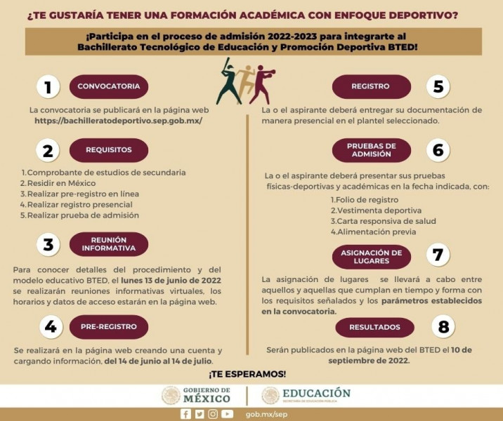 Sigue proceso de admisión para nuevo ingreso del Bachillerato Tecnológico de Educación y Promoción Deportiva