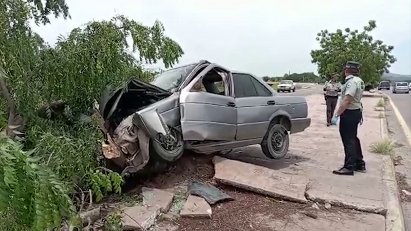 Carro choca contra árbol en Villa Unión